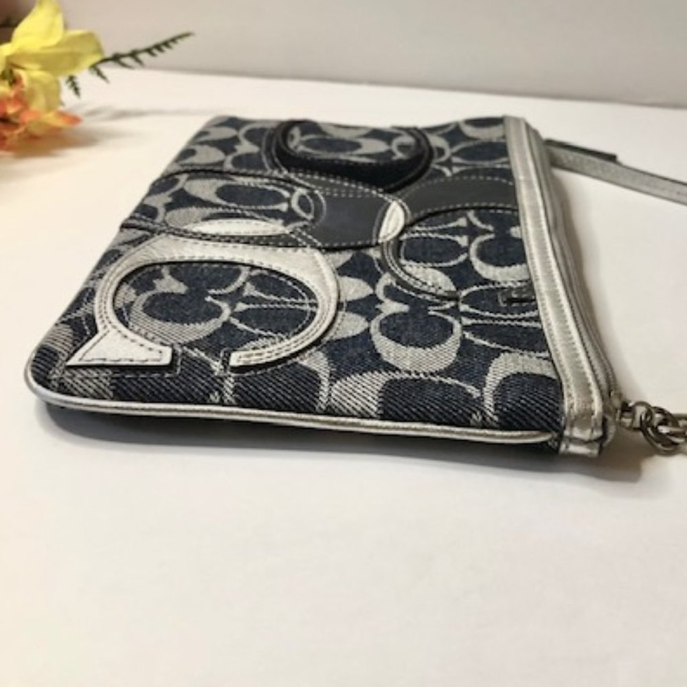 Coach Wristlet Blue and Gray Denim Purse - Picture 6 of 11